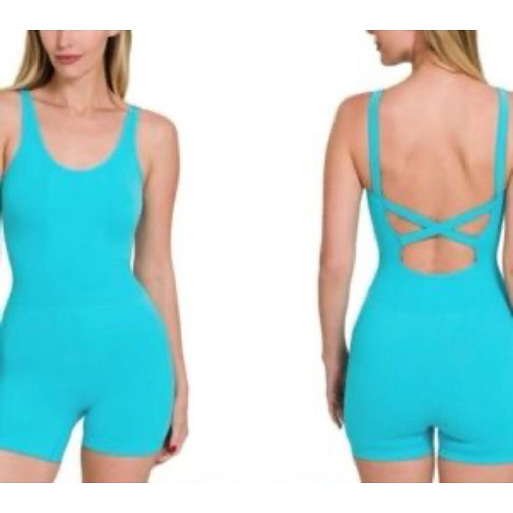 Zenana Outfitter Solid Sports Activewear Onesie Romper‎